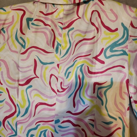 For Love/Lemons Regency Fashion Noah Top Colorful Funky Retro Pattern Blazer M - Picture 5 of 8